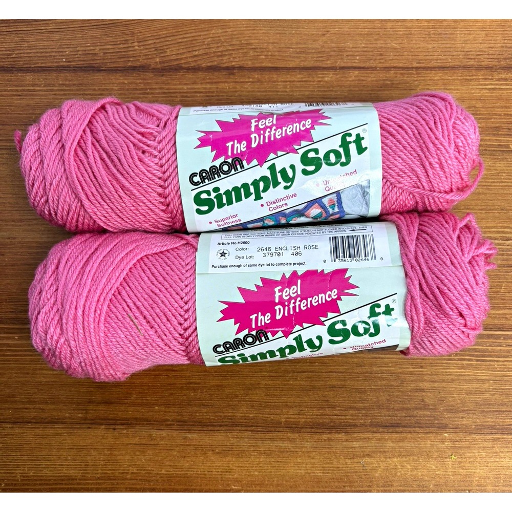 2 Caron Simply Soft Worsted Weight 4 Yarn Acrylic English Rose Skein Lot 2646